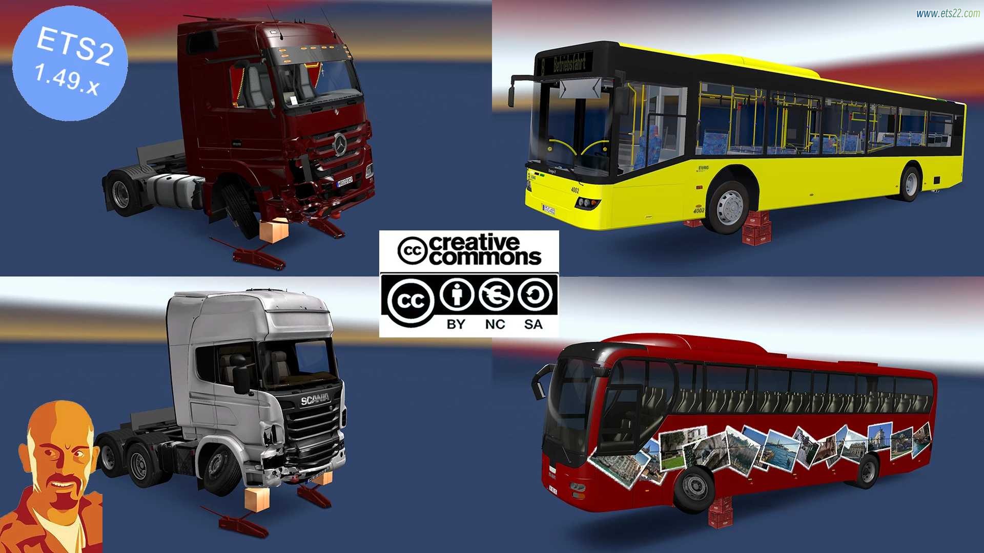 车头Mod-欧卡资源站奔驰救援车＋货物 供1.49欧卡2mod(4)