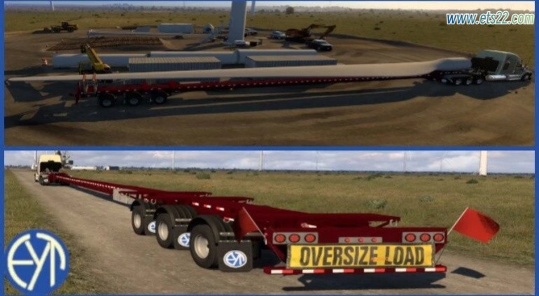拖车Mod-欧卡资源站[美卡mod] 风力发电扇叶拖挂车  1.50欧卡2mod(1)