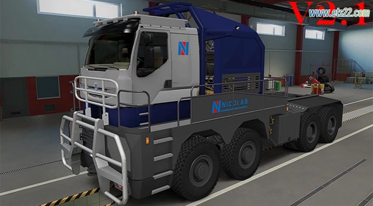 车头Mod-欧卡资源站雷诺 KERAX TRACTOMAS 8X8 + 多轴平板拖车 10轴 1.51欧卡2mod(1)