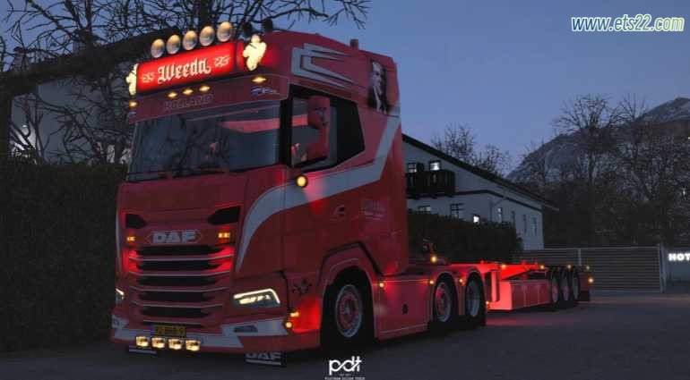 「付费模组泄露搬运」-欧卡资源站【付费模组泄露搬运】DAF XG+ 530 Weeda Sopranos + 拖车 v2.0 1.54欧卡2mod(1)