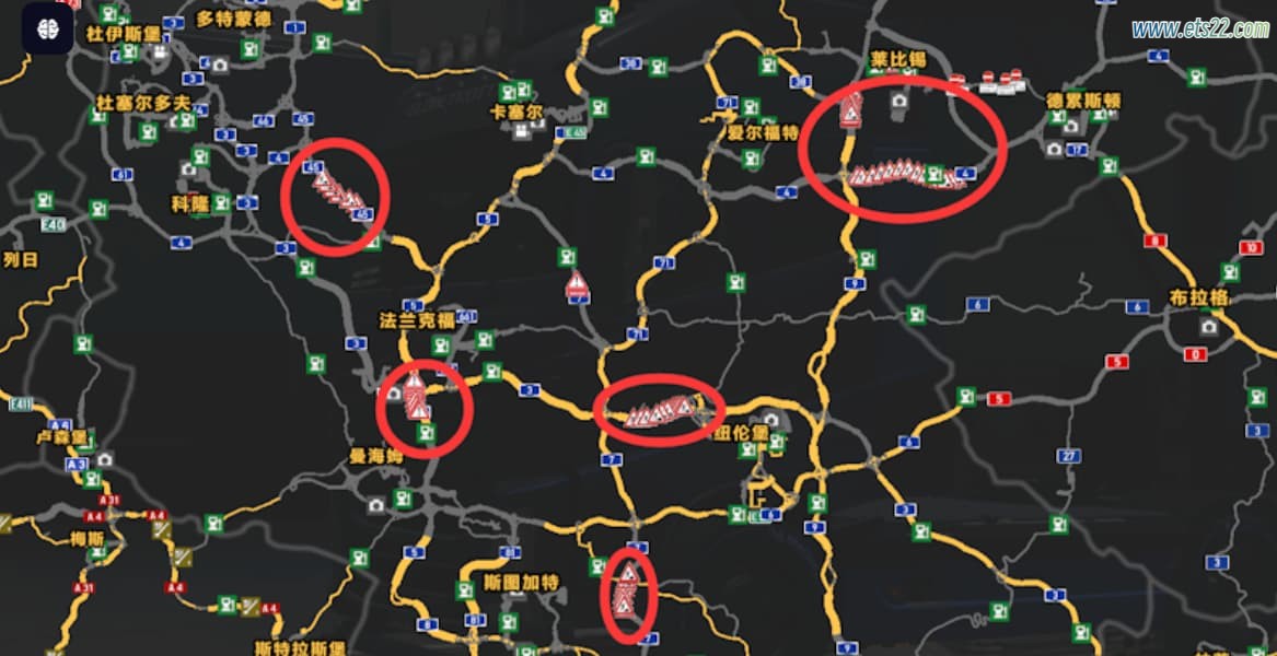 「欧卡2Mod区」-欧卡资源站趣味模组：德国瑞士高速公路施工路况 [1.54-1.55]欧卡2mod(1)